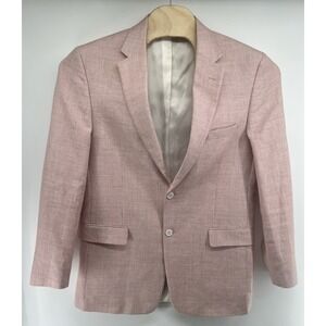 Jos A Bank Pink White Houndstooth Tailored Fit Jacket Blazer 2 Button 43L Long